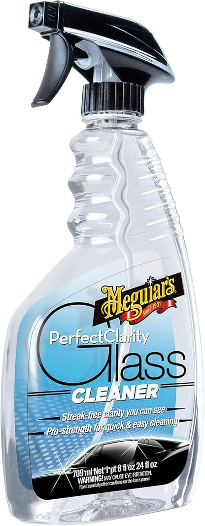 Meguiar's Perfect Clarity Glass Cleaner, Keep Windows, Windshields, and Mirrors Gleaming using a Premium Anti-Hazing Formula that Leaves a Superior Streak Free Finish, 24 Oz