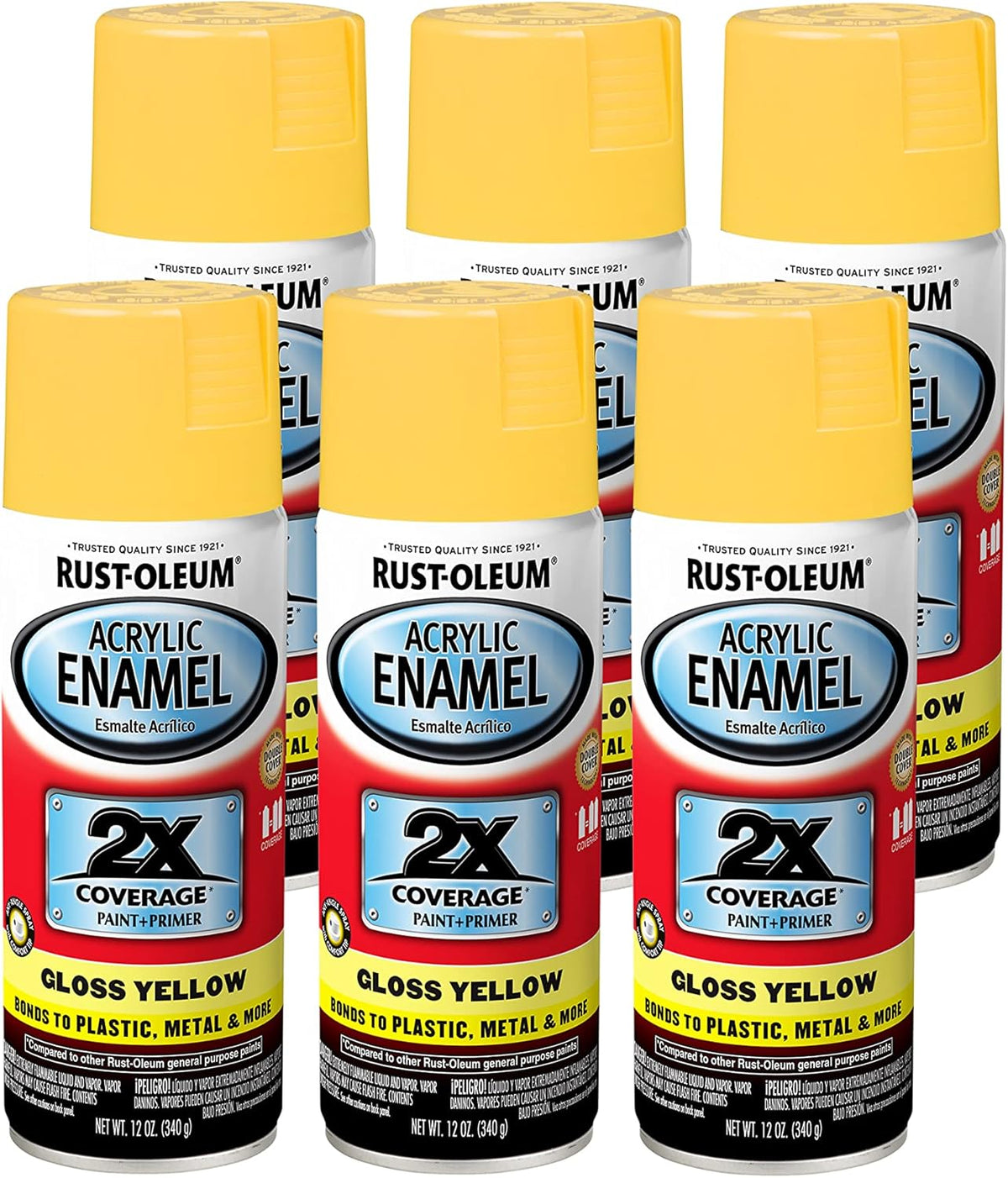 Rust-Oleum 271903 Acrylic Enamel 2X Spray Paint, 12 oz, Gloss Black, (Pack of 1)