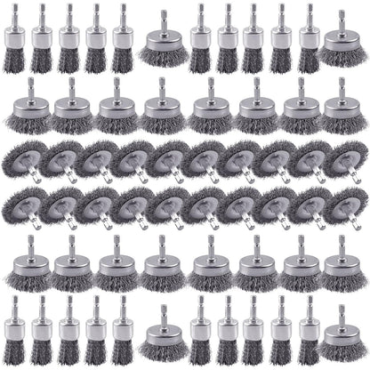 Rocaris 6 Pack Carbon Steel Wire Wheel and Pen Brush Set with 1/4-Inch Hex Shank for Rust Removal, Corrosion and Scrub Surfaces