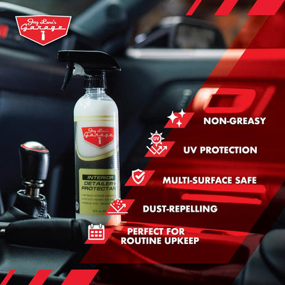 Jay Leno's Garage Interior Detailer & Protectant – Car Interior Cleaner Spray for Dash, Leather Seats & More – Auto Interior Cleaner, Auto Detailing Solution, Inside Car Cleaning Product (16 oz)