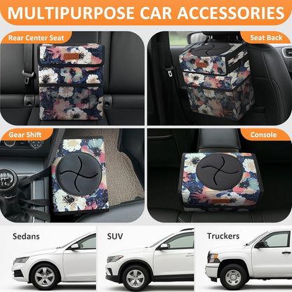 Vankor Car Trash Can Bin with Lid Hanging for Back Seat, Car Accessories for Women Men Leak Proof Automotive Garbage Cans Leakproof Vehicle Trash Can for Truck SUV Black