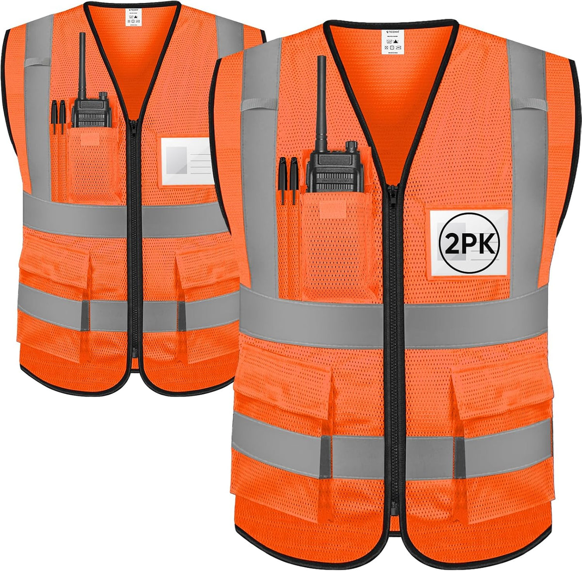TICONN Reflective Safety Vest High Visibility Class II Mesh Vest for Women & Men Meets ANSI Standards