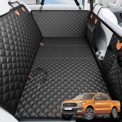Dog Car Seat Cover for Back Seat with Hard Bottom,Waterproof Back Seat Extender for Dogs,Dog Hammock Dogs Bed for Cars, SUVs,Pet Seat Cover for Back Seat Holds 400lbs with Mesh Window & Pocket