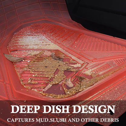 CAR PASS Heavy Duty Rubber Car Mats with Cargo Liner, Deep-Dish Car Floor Mats and Trunk Mat All Weather, Universal Trim-to-Fit for SUVs Trucks Sedans, Waterproof Anti-Slip, Trimmable V12 Black