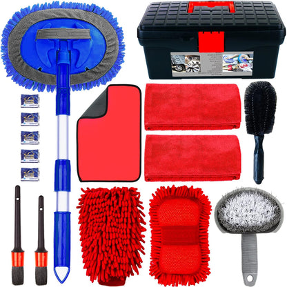 LIANXIN Car Wash Kit Car Wash Cleaning Kit with Car Wash Foam Gun Microfiber Sponge and Towels Tire Brush Built, Car Foam Gun, Car Cleaning Tool