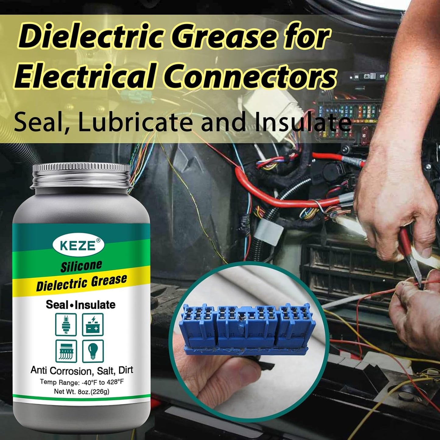 Keze Dielectric Grease for Electrical Connectors Automotive Marine Tune Up Dialectical Grease Spark Plug Boot Battery Terminal Electric Grasa Corrosion Salt Dirt Inhibitor, 1 Oz-1 Pack