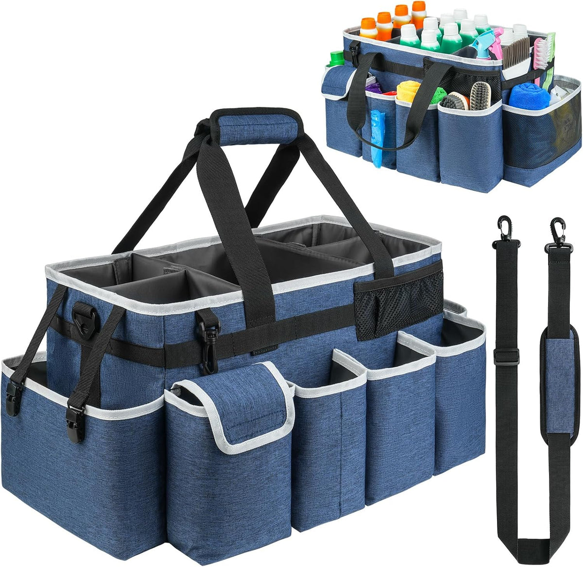 Cleaning Caddy,Cleaning Bag for Housekeepers,Cleaning Supplies Organizer with Handle,Black