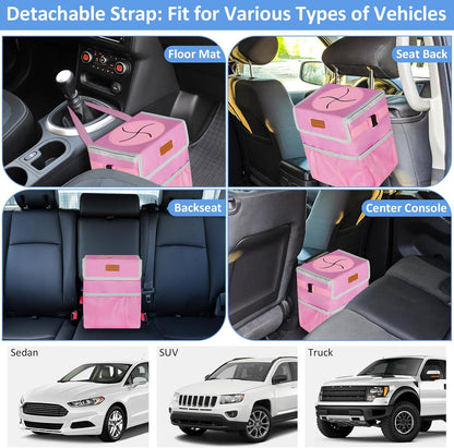 ELONGRIVER Car Trash Can Bin for Back Seat Leak Proof, Cute Car Trash Bag Hanging, Vehicle Trash Can for SUV Truck Van, Automotive Garbage Cans Front Seat Black