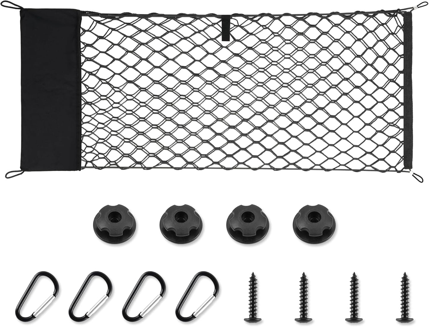 Amiss Cargo Net Stretchable, Car Exterior Accessories, Adjustable Elastic Trunk Storage Net with Hook for SUVs, Cars and Trucks (35.4x15.8 Inch)
