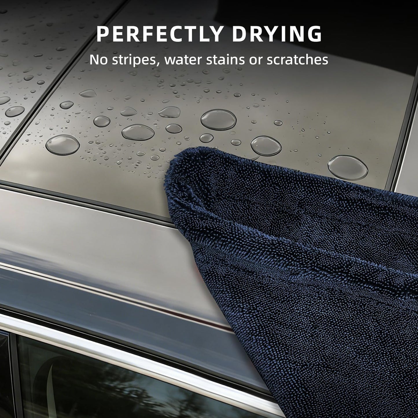 2-Pack 24" x 36" 11.8" x 11.8" Twisted-Loop Car Drying Towel 1500GSM Microfiber Cleaning Cloth for Car Trucks Motorcycles Streak Free Lint Free Ultra Absorbent Washing Cloth for Kitchen Window (Blue)