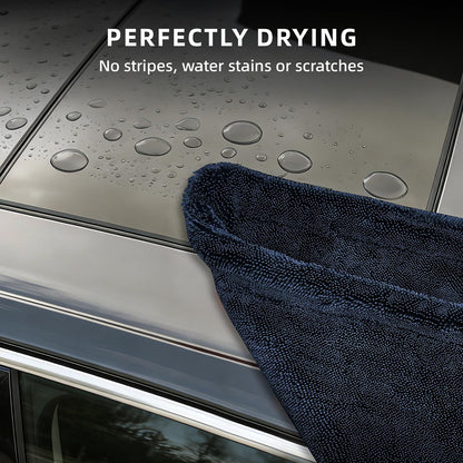 2-Pack 24" x 36" 11.8" x 11.8" Twisted-Loop Car Drying Towel 1500GSM Microfiber Cleaning Cloth for Car Trucks Motorcycles Streak Free Lint Free Ultra Absorbent Washing Cloth for Kitchen Window (Blue)
