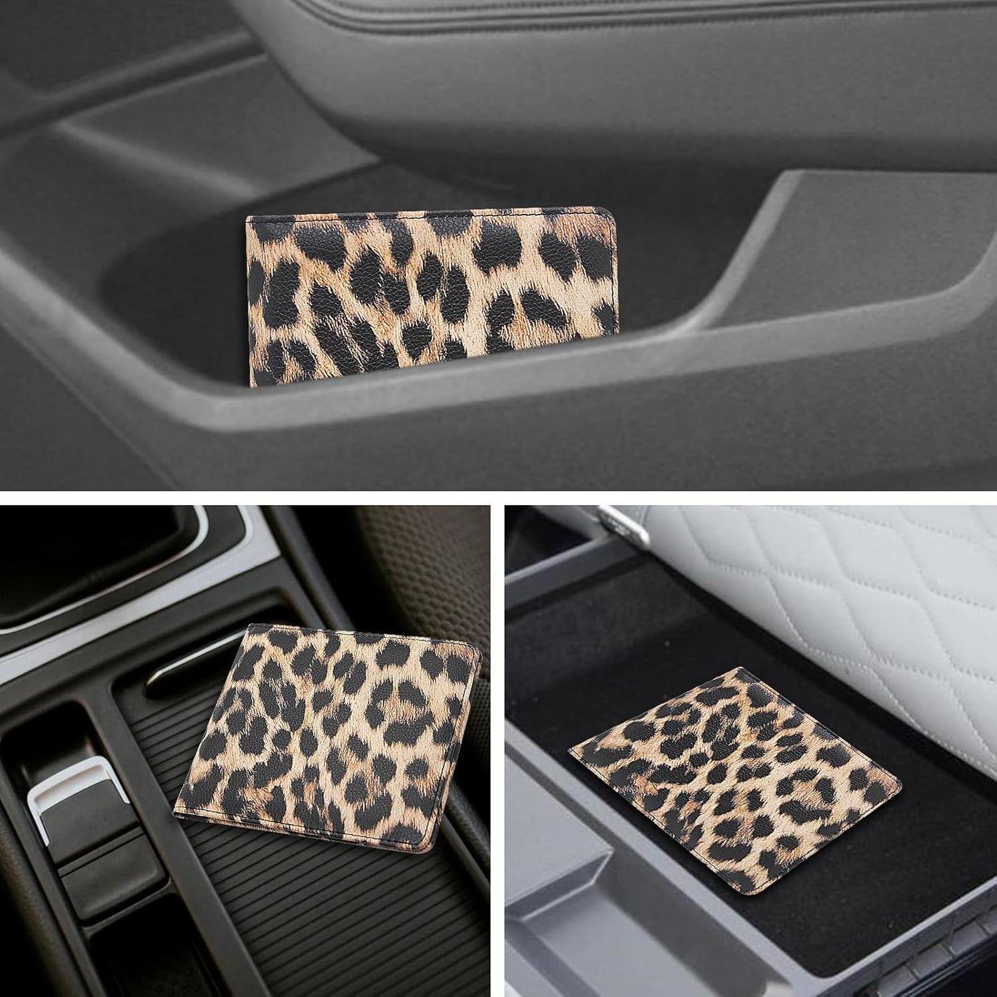 Car Registration and Insurance Holder, Premium Pu Leather Vehicle Glove Box Organizer - for Driver License, Cards & Essential Documents (L-Orange)