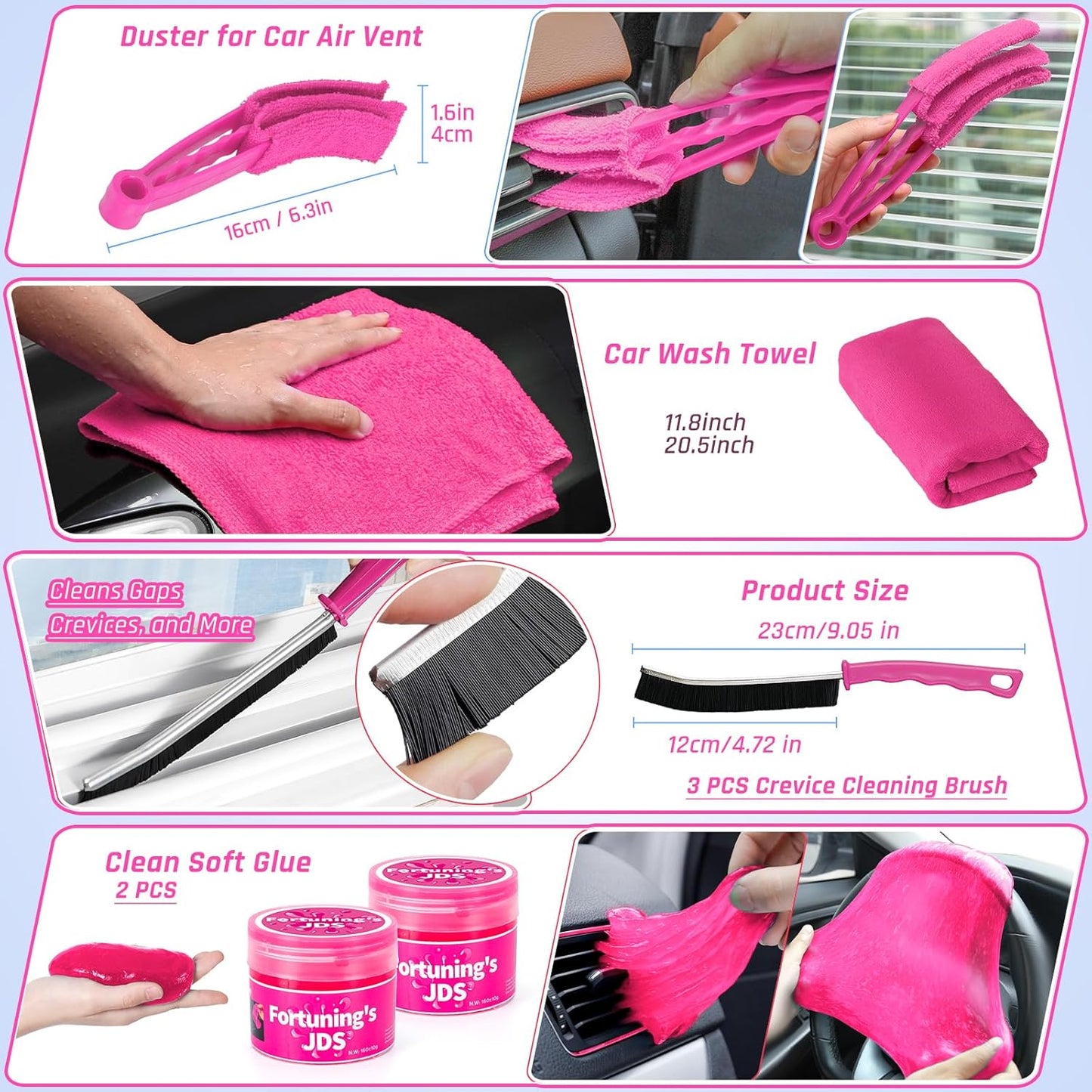 34PCS Car Detailing Brush Set, Car Detailing Kit, Car Detailing Brushes, Car Cleaning Kit, Car Windshield Cleaning Tool, Professional Car Care kit - Car Wash Brush kit for Interior Exterior Wheels