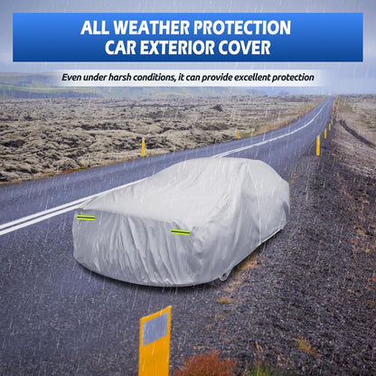6 Layers Car Cover Waterproof All Weather for Automobiles, Size A3 with Zipper Cotton Fit for Toyota Camry, Honda Accord, Ford Mustang, Chevy Camaro/Malibu,Kia Optima/K5 (187-198 inch)