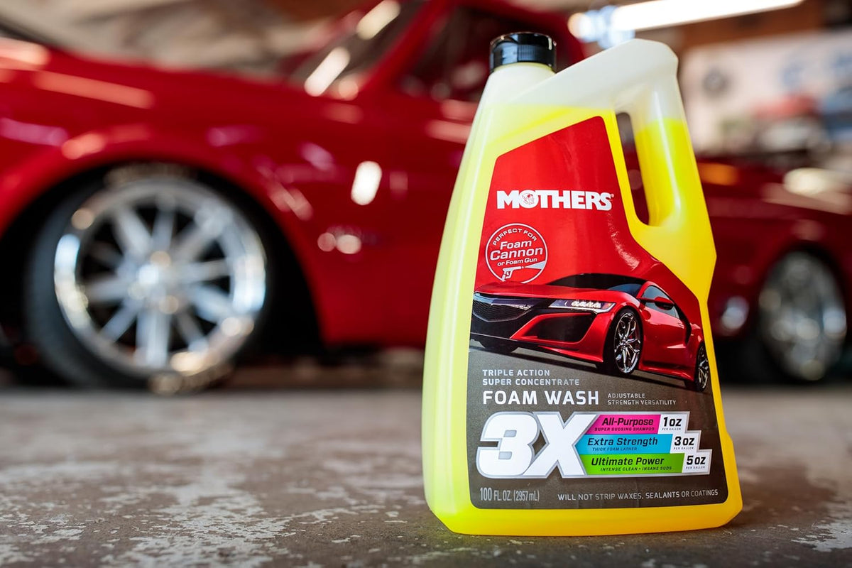 Mothers Triple Action Foam Wash, 100 oz. — pH Balanced, Eco-Friendly, Super-Sudsy, Foam Cannon, Safely Clean Without Stripping Wax, Sealant or Coating, Remove Dirt & Grime, Super Concentrated (05610)