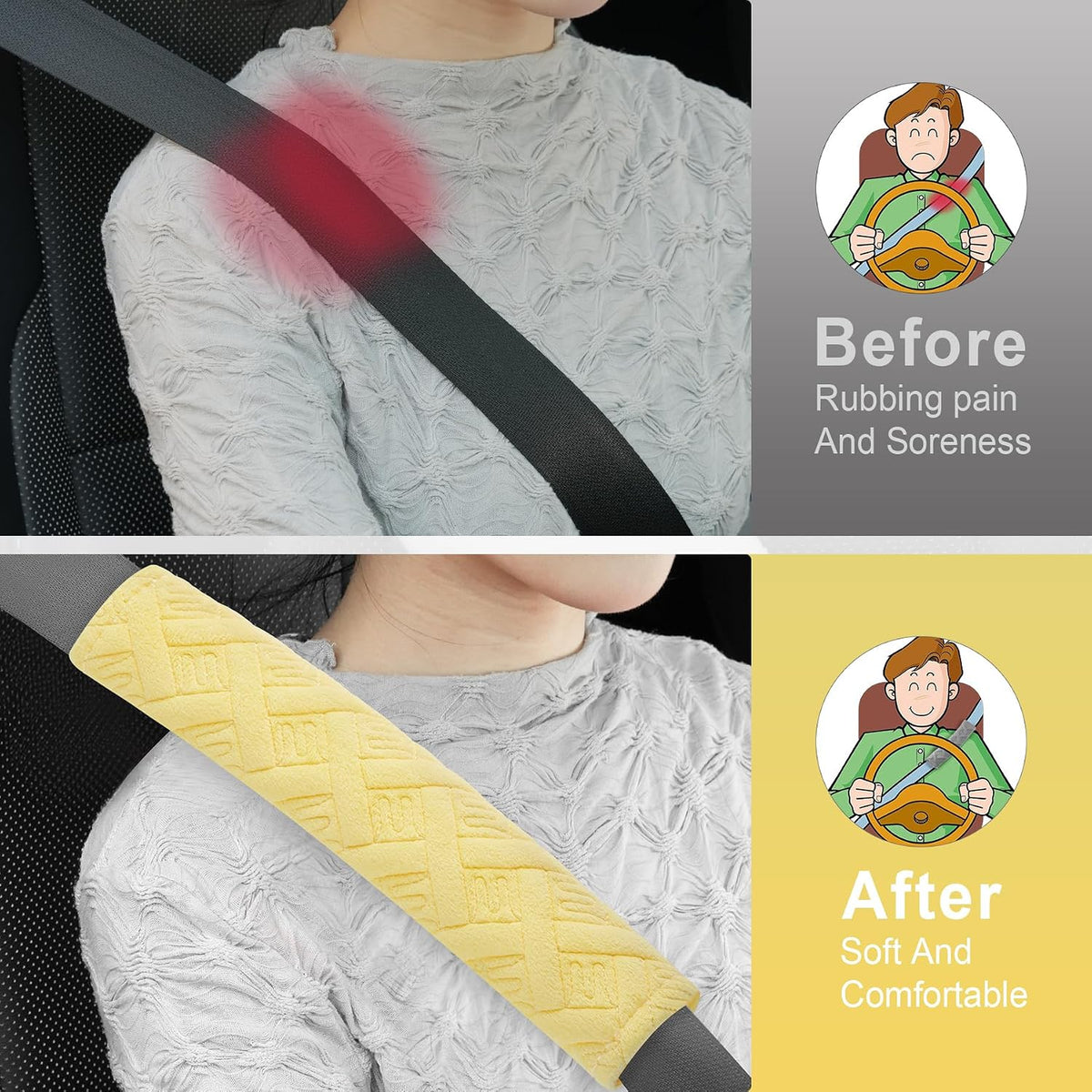 JUSTTOP 2-Pack Universal Car Seat Belt Pads Cover for A More Comfortable Driving, Seat Belt Shoulder Strap Covers Harness Pad for Car Interior Accessories(Black)