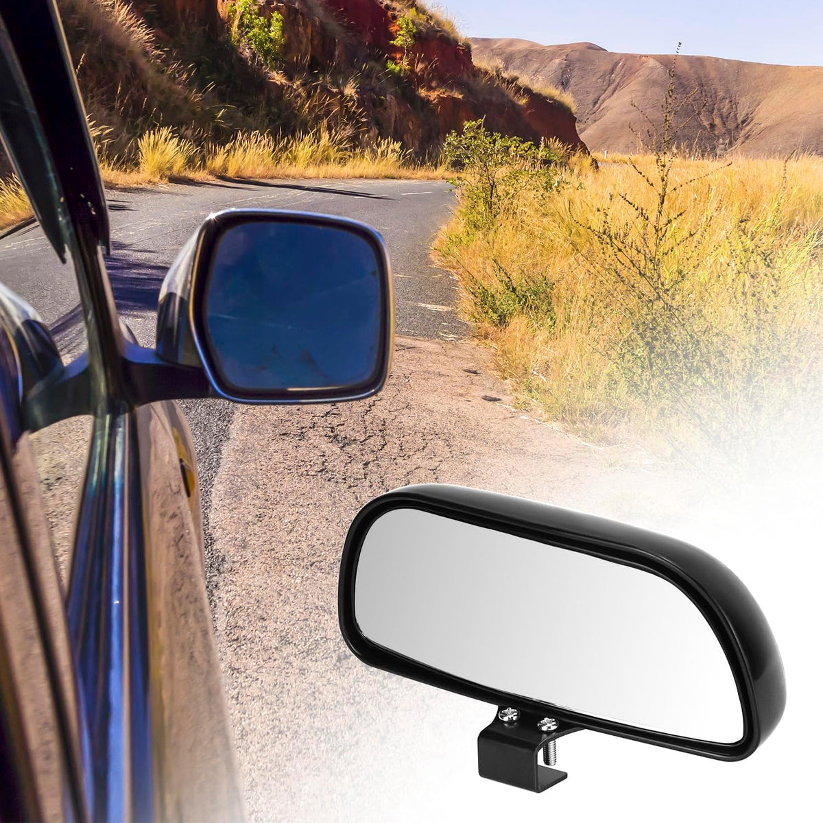 QWORK Blind Spot Mirror - 2 Pack Rear View Concave Mirror Blindspot Wide Angle Mirror for Universal Cars