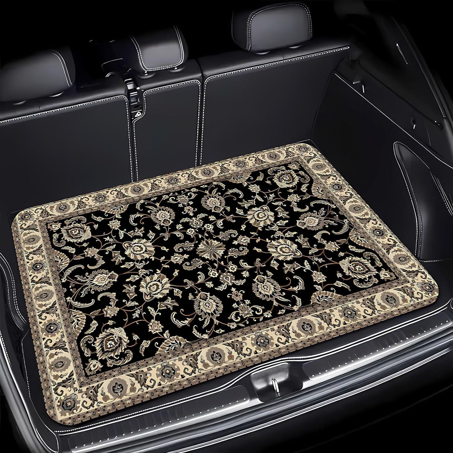 Universal Car Trunk Mat 29" x 39",Purple Colorful Flowers All Weather Trunk Protection Cargo Liner, Durable Cargo Mat Rear Trunk Liner,Stylish Vehicle Interior Accessories Suitable for Most Car Models