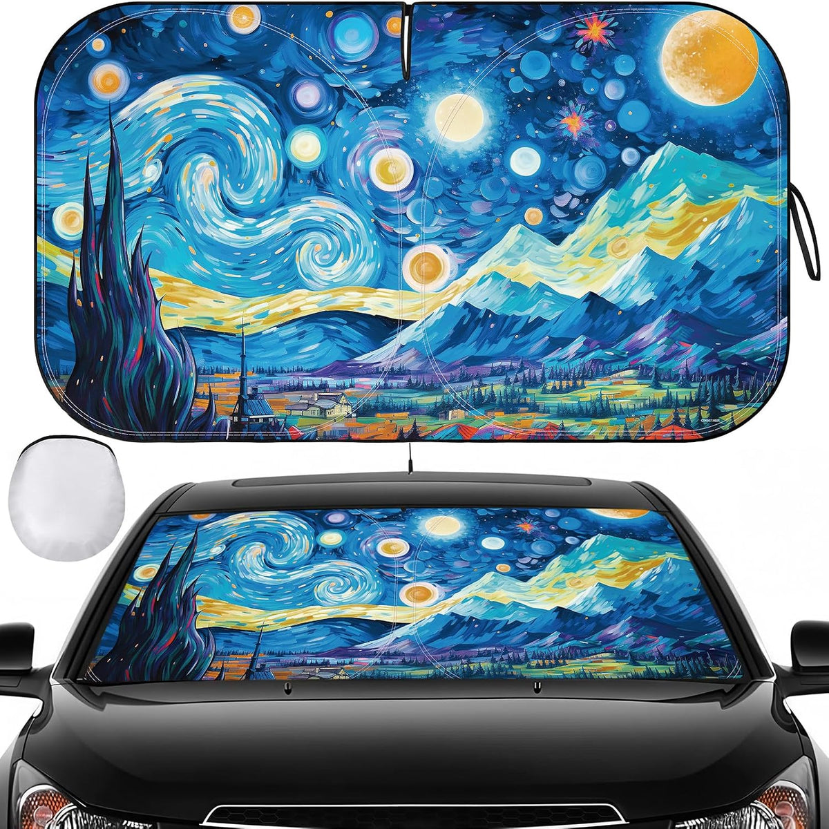 Car Windshield Sun Shade, Foldable Front Window Sunshade Blocks UV Rays, Keep Car Interior Cool, Universal Fit for Hatchback, Truck, SUV, MPV
