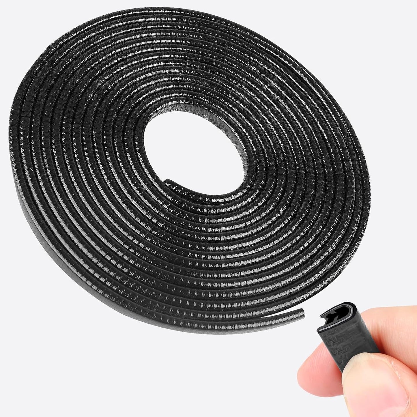 REGUICORP 20Ft (6.1m) Car Door Edge Guards, U-Shaped Black Car Door Protector, Automotive Door Entry Guard Fit for Most Vehicles, Built-in Metal Clips, No Need Adhesive, Easy to Cut