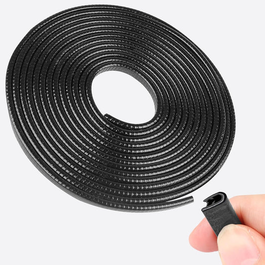 REGUICORP 20Ft (6.1m) Car Door Edge Guards, U-Shaped Black Car Door Protector, Automotive Door Entry Guard Fit for Most Vehicles, Built-in Metal Clips, No Need Adhesive, Easy to Cut