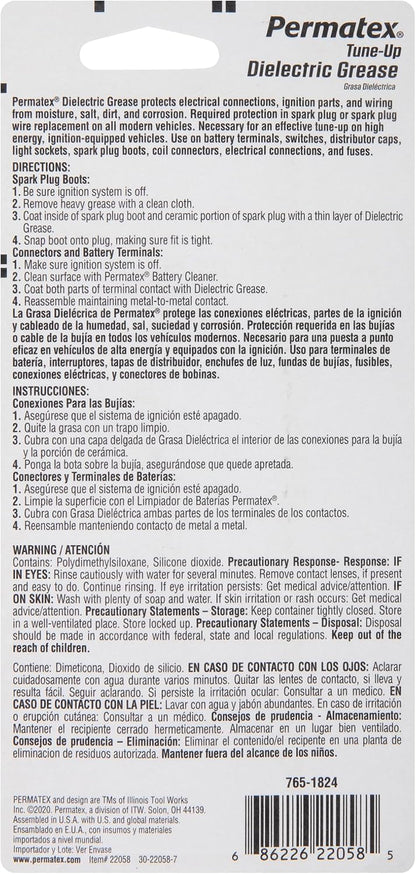 Permatex 22058 Dielectric Tune-Up Grease, 3oz. - High Performance Dielectric Grease Used to Protect Terminals, Spark Plugs, Wiring and Other Electrical Connections Against Salt, Dirt, and Corrosion