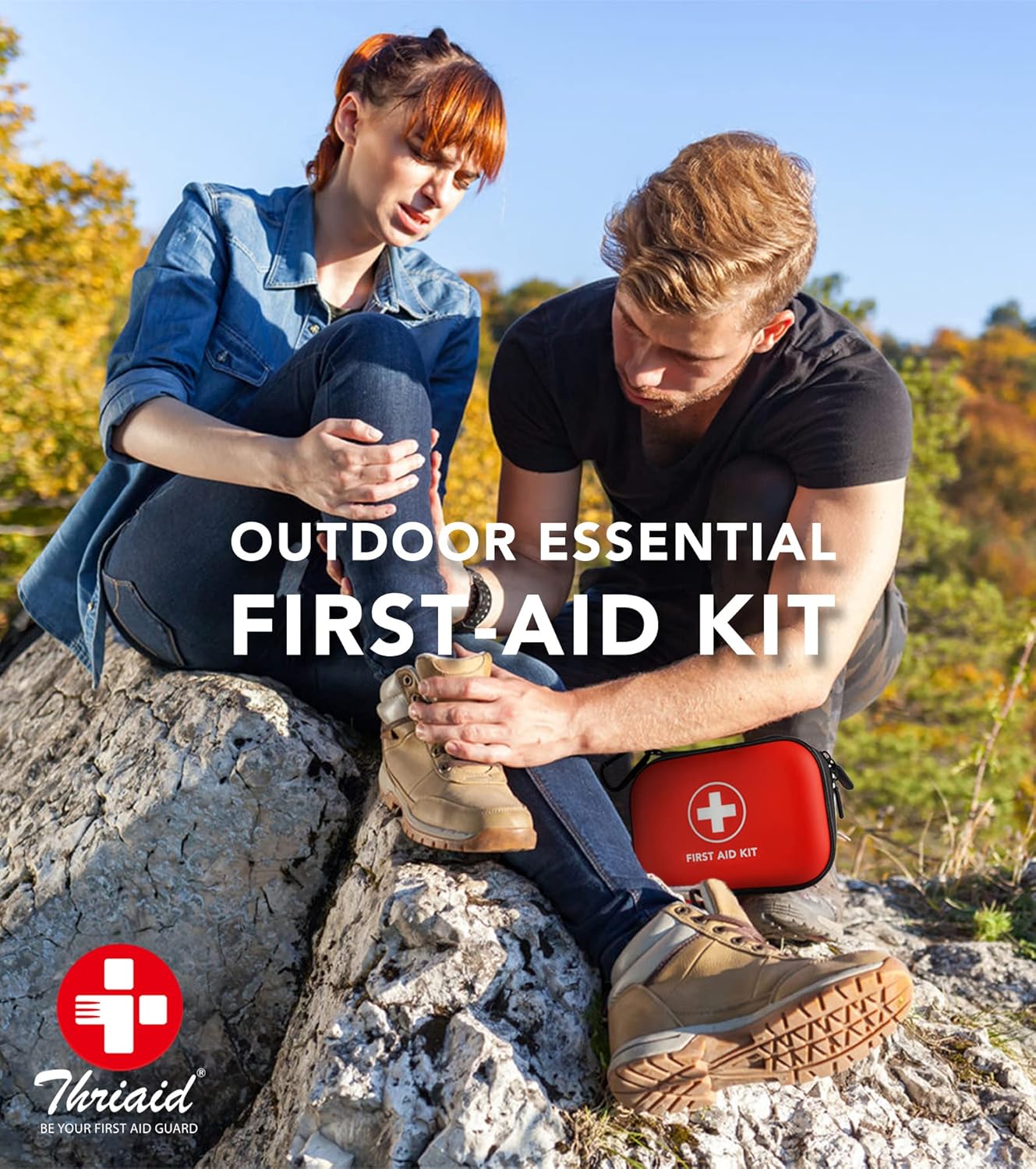 Mini First Aid Kit, 100 Pieces Water-Resistant Hard Shell Small Case - Perfect for Travel, Outdoor, Home, Office, Camping, Hiking, Car (Black)