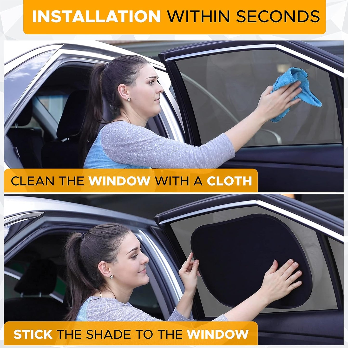EcoNour Car Window Shades for Baby (4 Pack) | Protects Baby from Window Sun & Heat | Sun Shade Side Windows for Kids | Automotive Sun Protection from UV | Child Safety Accessories | Medium - 20"x12"