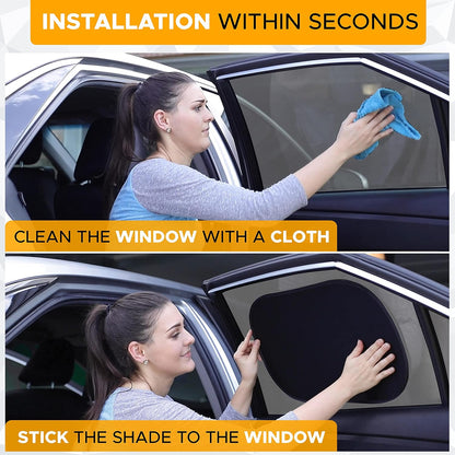 EcoNour Car Window Shades for Baby (4 Pack) | Protects Baby from Window Sun & Heat | Sun Shade Side Windows for Kids | Automotive Sun Protection from UV | Child Safety Accessories | Medium - 20"x12"