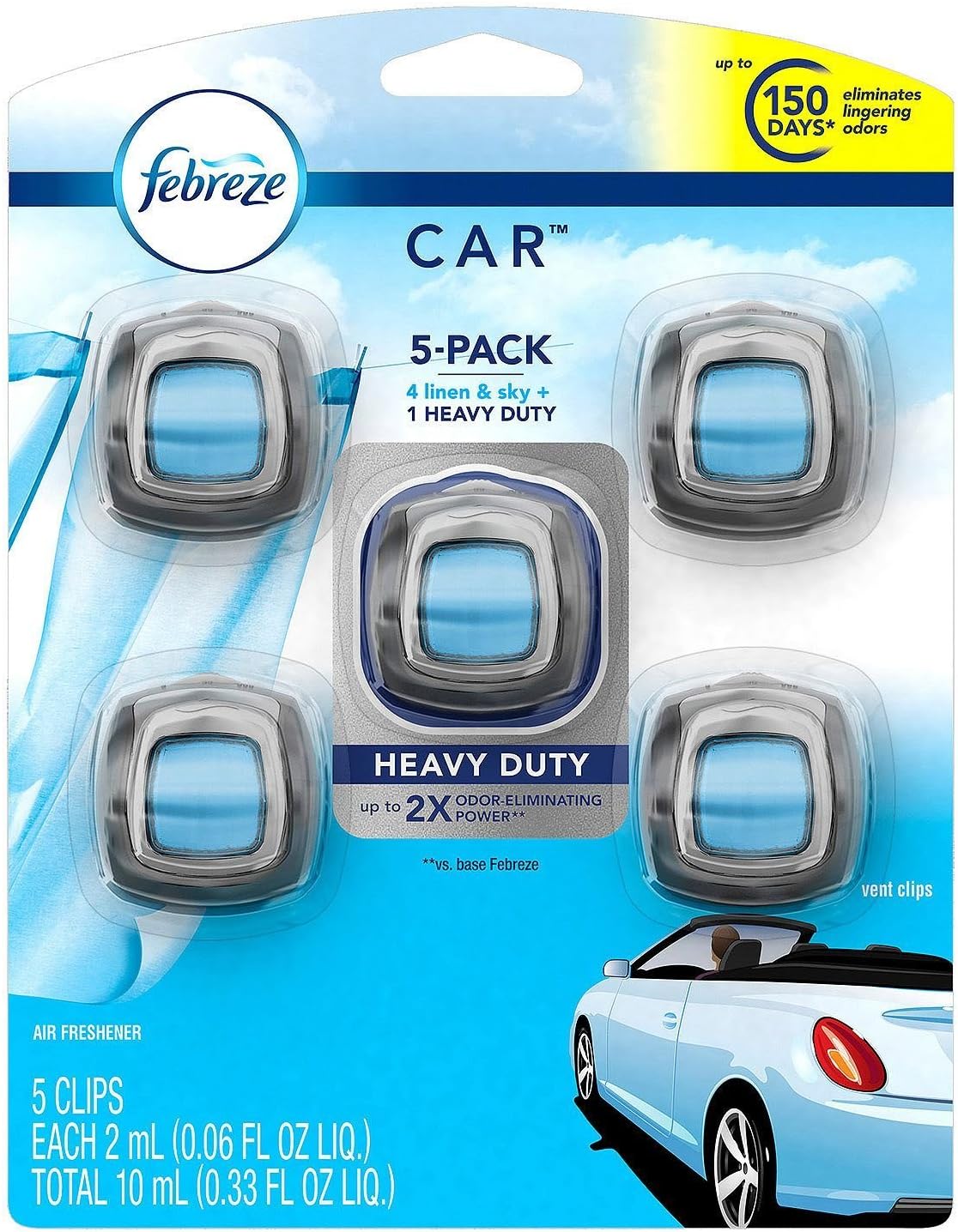 Febreze Car Vent Clips Air Freshener Smoke Odor Eliminator, Citrus Scent 2 Pack