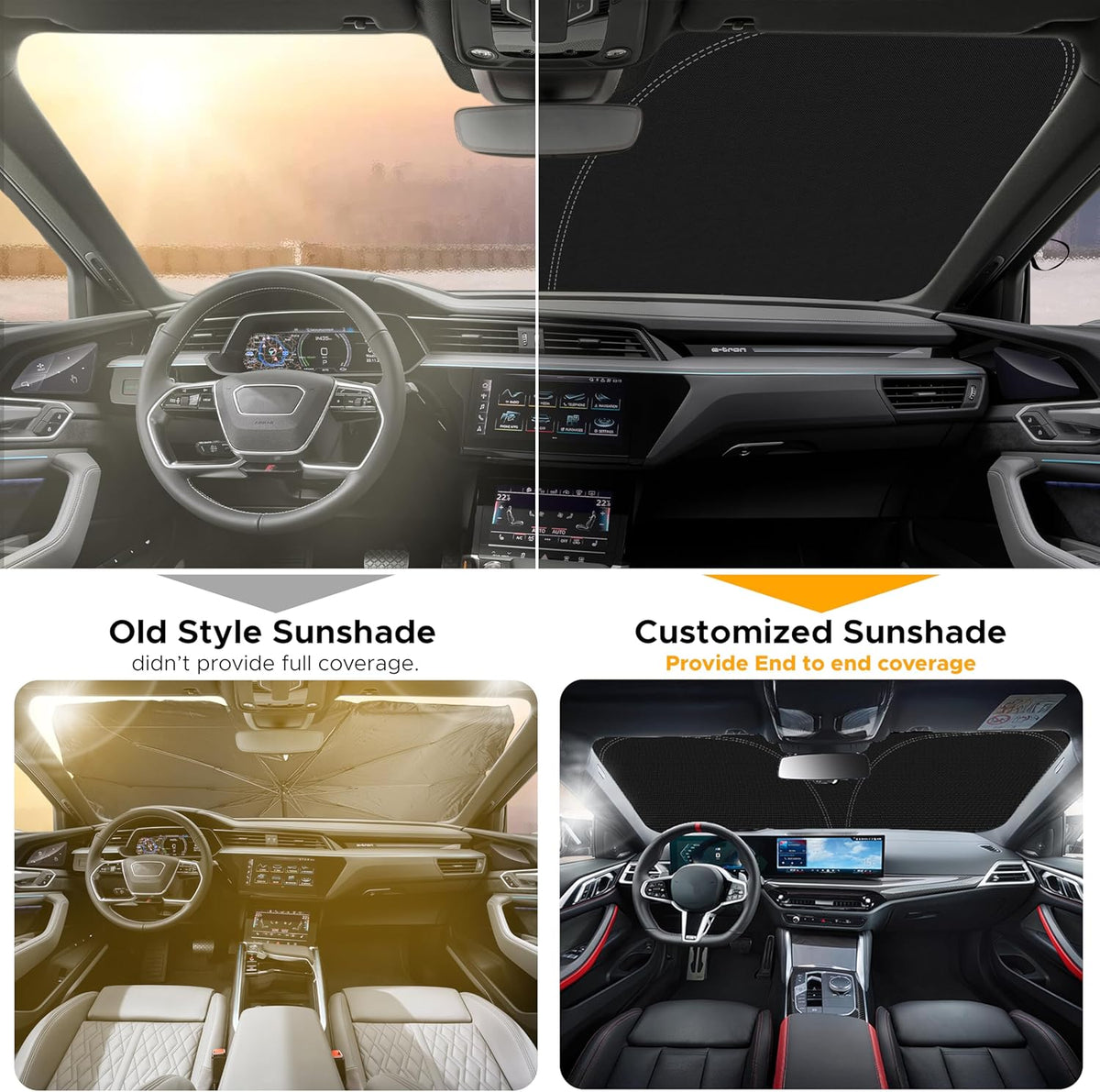 EcoNour Car Windshield Sun Shade | 2025 Upgraded Innovative No-Light-Pass Technology for Maximum Coverage | Foldable Sun Shade Keeps Your Vehicle Cool | Must-Have Car Accessories | Small (59" x 29") - Colors L