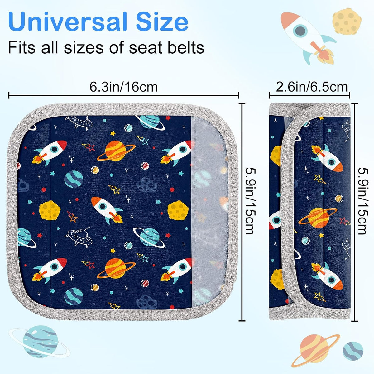 Seat Belt Cover Pad for Baby, Soft Seatbelt Cushion Covers for Kids 2Pcs Car Seat Strap Shoulder Pads for All Car Seats, Stroller, High Chair,Blue Dinosaur