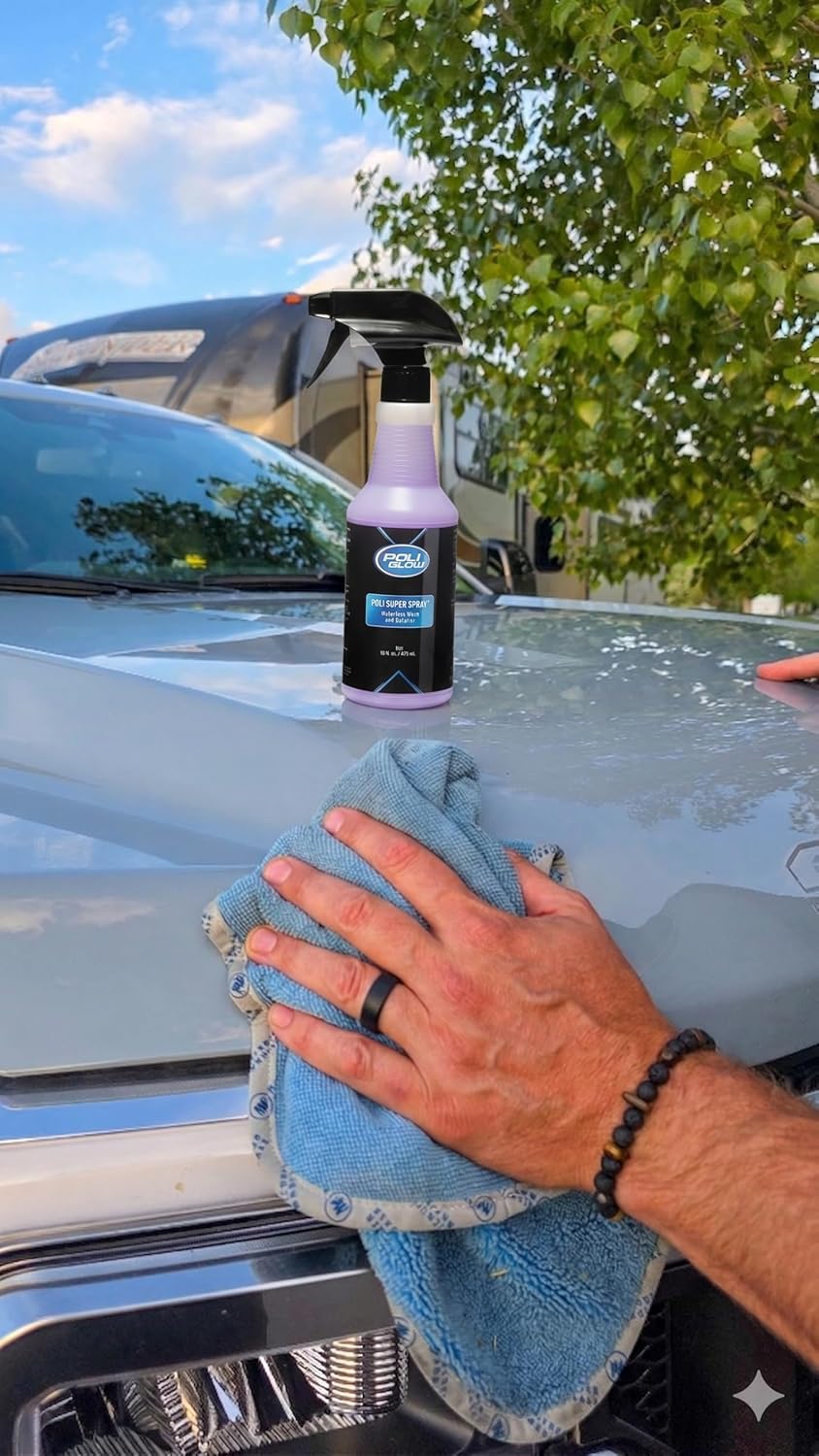 Poli Super Spray® Waterless Cleaner–No Rinse Car, Boat & RV Wash Streak-Free, High Gloss, Non-Abrasive Safe for Gelcoat, Fiberglass, Painted Surfaces, Glass, Plastic, Rubber & Vinyl–Quick & Easy