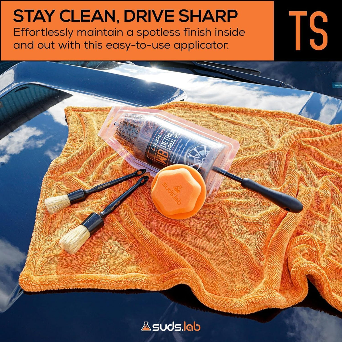 Suds Lab TS Tire Shine Applicator – Reusable Foam Tire Dressing Applicator Pad, Tire Shine Brush, Ideal for Car Tire Shine Gel, Tire Balm, Tire Cleaner, and Tire Applicator Sponge for even application
