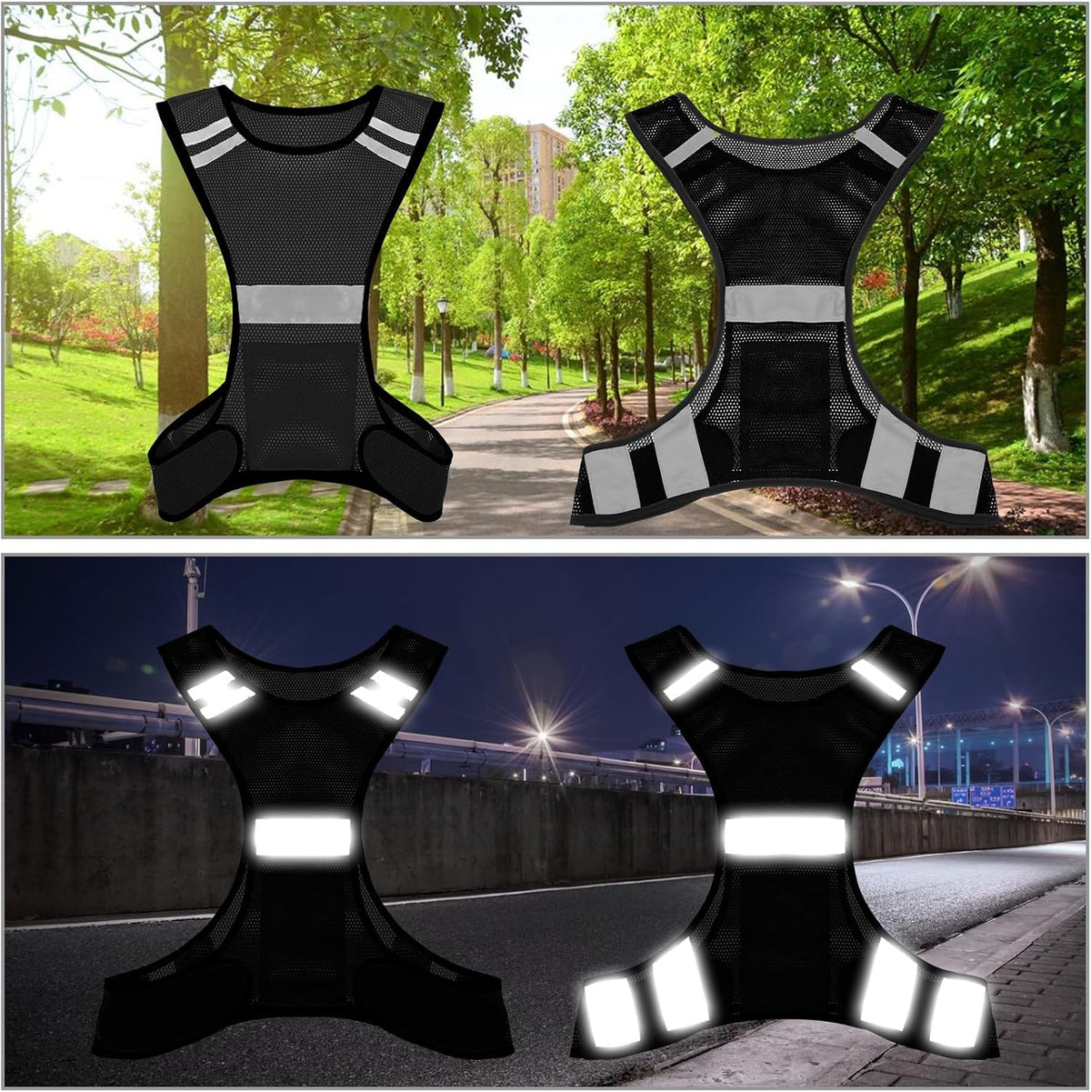 Ptwola Reflective Running Vest High Visibility Running Gear with Large Pocket Night Lightweight Reflective Safety Vest