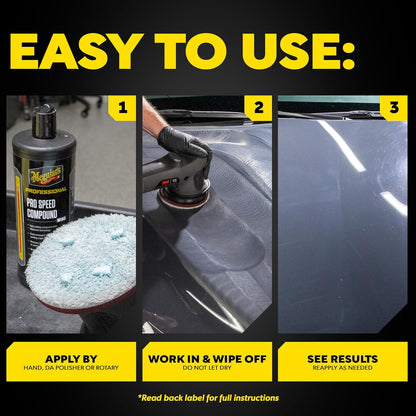 Meguiar's Pro Speed Compound M10032, Fast-Cutting Rubbing Compound for Cars, Offers Heavy Scratch and Swirl Removal, Professional Car Polish, Car Compound Removes up to 1200 Grit Sanding Marks, 32 Oz