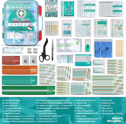 General Medi 110 Pieces Small First Aid Kit - HardCase First Aid Box - Contains Premium Medical Supplies for Travel, Home, Office, Vehicle, Camping, Workplace & Outdoor
