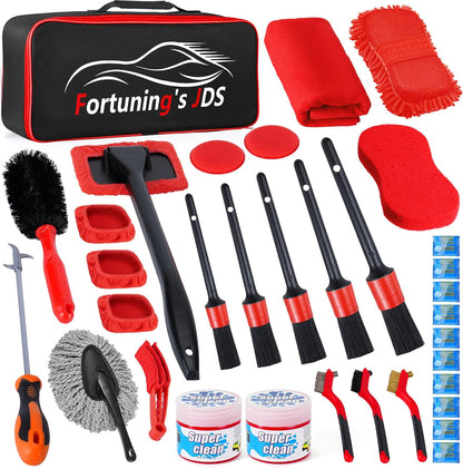 34PCS Car Detailing Brush Set, Car Detailing Kit, Car Detailing Brushes, Car Cleaning Kit, Car Windshield Cleaning Tool, Professional Car Care kit - Car Wash Brush kit for Interior Exterior Wheels