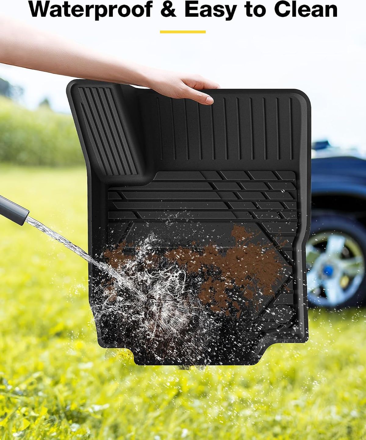 3W Floor Mats & Cargo Liner Fit for 2021 2022 2023 2024 2025 2026 Chevy Tahoe/GMC Yukon/Cadillac Escalade 7 Seat, TPE All Weather Custom Fit Car Accessories Heavy Duty Rubber Full Set Trunk Mats - Colors A