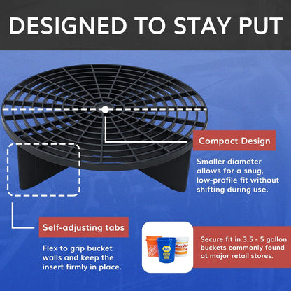 Grit Guard Flex Fit Bucket Insert - Removes Dirt from Wash Mitt for Car Detailing, 10” Diameter, 4 Self-Adjusting Tabs, Fits Car Wash Buckets from Auto Part Stores - Made in the USA