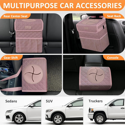 Vankor Car Trash Can Bin with Lid Hanging for Back Seat, Car Accessories for Women Men Leak Proof Automotive Garbage Cans Leakproof Vehicle Trash Can for Truck SUV Black