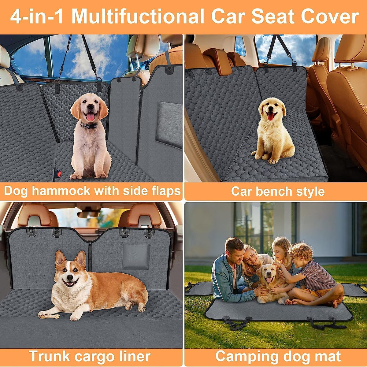 Mancro Dog Car Seat Cover for Back Seat, 2026 Upgraded 600D Heavy Duty Waterproof & Scratch-Resistant Dog Hammock for Car, Back Seat Pet Cover for Dogs with Sedan, Trucks and SUVs, Standard, Black