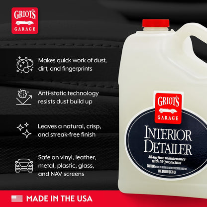 Griot's Garage Interior Detailer, Light-Duty Car Cleaner for All Surfaces, Including Vinyl, Leather, Metal, Plastic, Glass, and More, 10975, 22oz