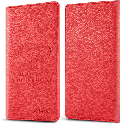 Valardoh Premium Car Registration and Insurance Card Holder, Car Document Holder for Cards, Driver License & other Essential Documents (Pink)