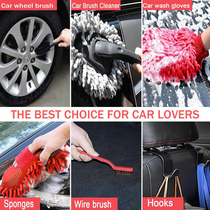 LIANXIN Car Wash Kit Car Wash Cleaning Kit with Car Wash Foam Gun Microfiber Sponge and Towels Tire Brush Built, Car Foam Gun, Car Cleaning Tool