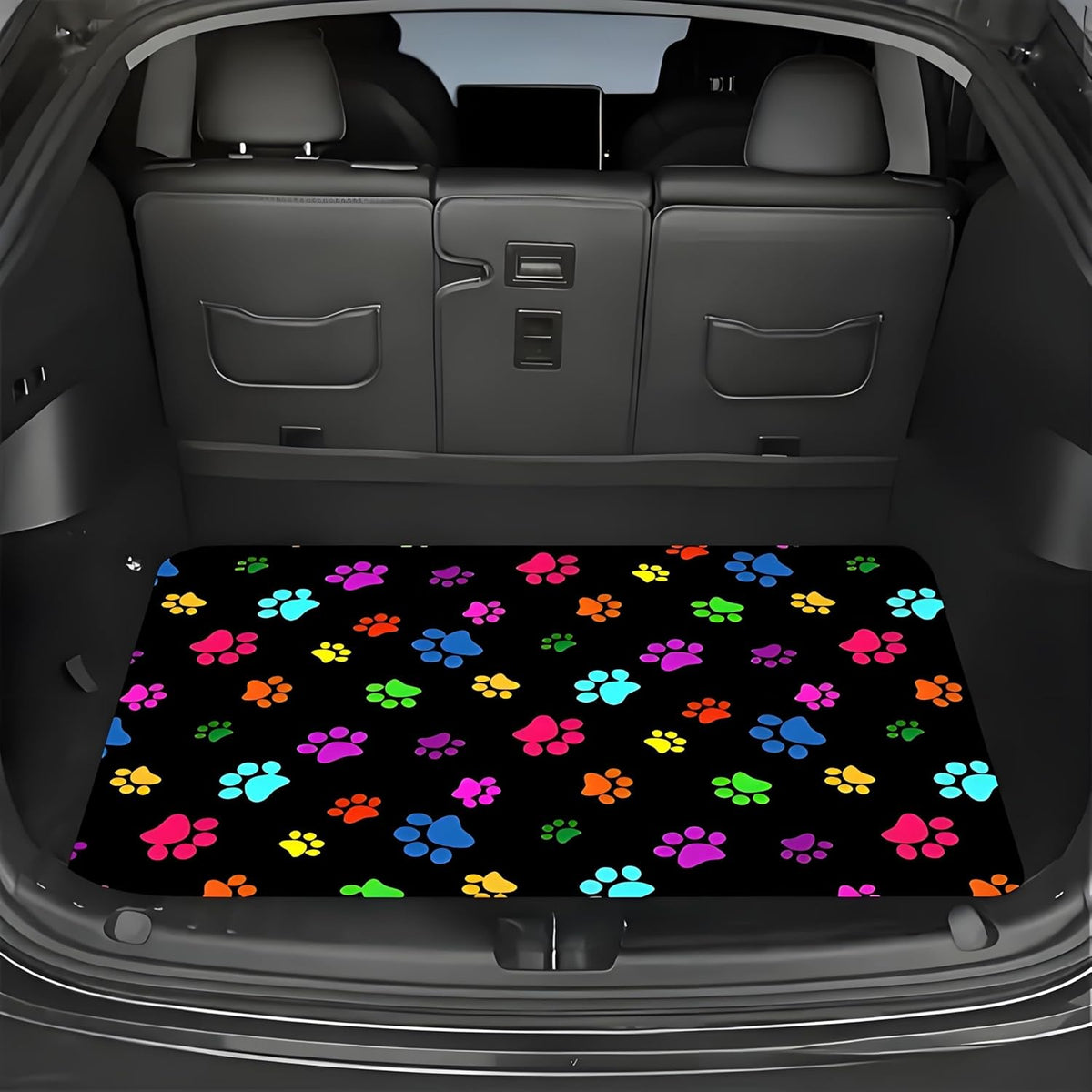 Universal Car Trunk Mat 29" x 39",Purple Colorful Flowers All Weather Trunk Protection Cargo Liner, Durable Cargo Mat Rear Trunk Liner,Stylish Vehicle Interior Accessories Suitable for Most Car Models