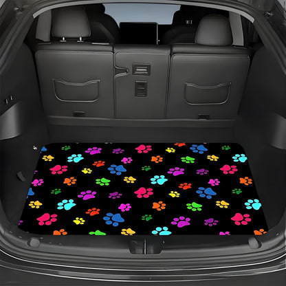 Universal Car Trunk Mat 29" x 39",Purple Colorful Flowers All Weather Trunk Protection Cargo Liner, Durable Cargo Mat Rear Trunk Liner,Stylish Vehicle Interior Accessories Suitable for Most Car Models
