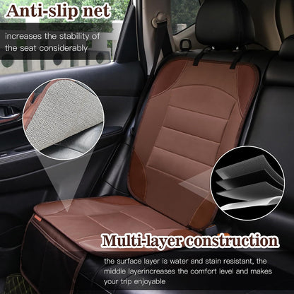 Sinvitron Car Seat Protector for Child Car Seat - Waterproof Non-Slip Leather Mat with 2 Mesh Pockets, Universal Seat Cover for Baby, Pets & Vehicles(2-Pack,Black)