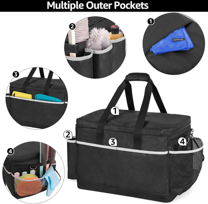 HODRANT Extra-Large Cleaning Caddy with EVA Hard Bottom, High Capacity Cleaning Supplies Organizer for Housekeeping & Home Work, Cleaner Tools Tote Bag with Shoulder Strap, Patent Design
