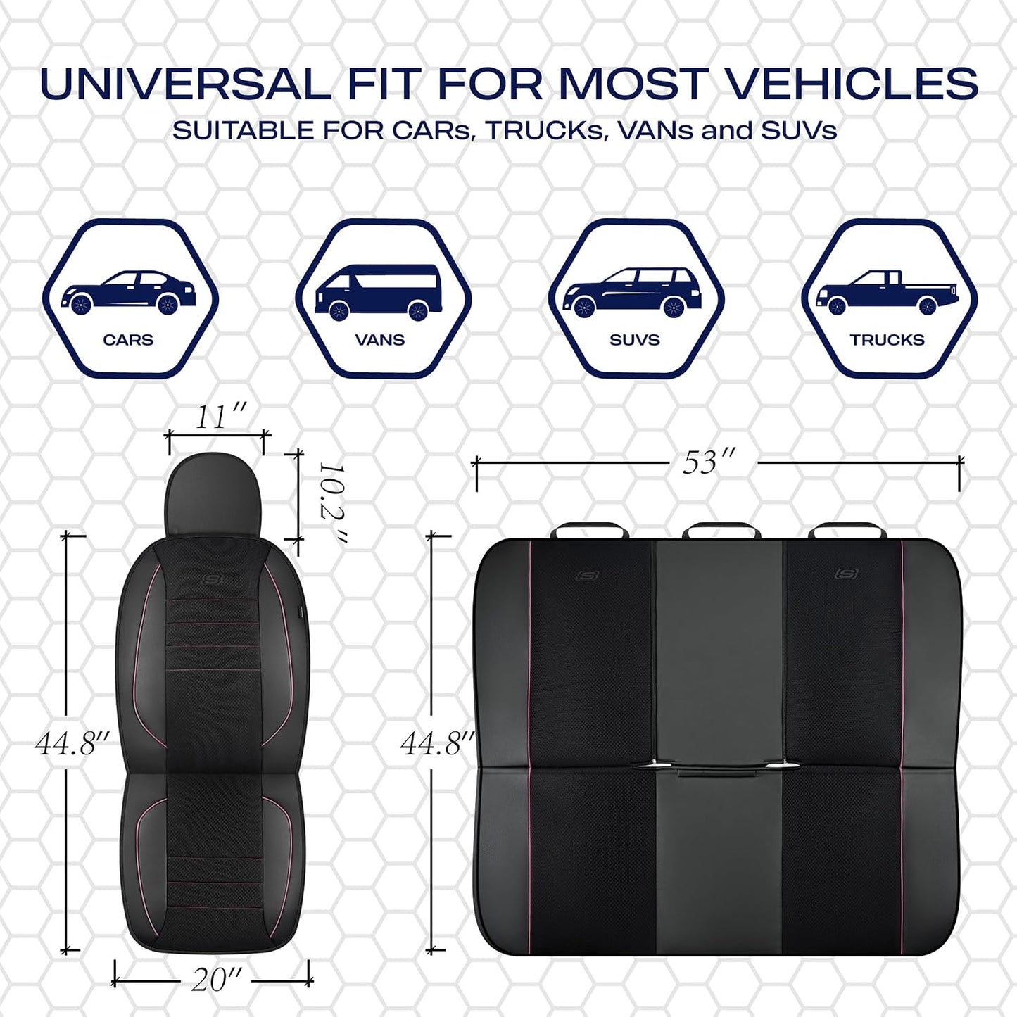 Skechers Air-Cooled Memory Foam Seat Covers,Mesh Thick Car Seat Covers,Piping Leather Car Seat Covers Front Seats,Airbag Compatible,Automotive Comfort Universal FitMost Cars,Vans,Truck,SUV,Black